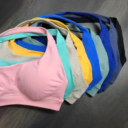 high-impact sports bra with open back