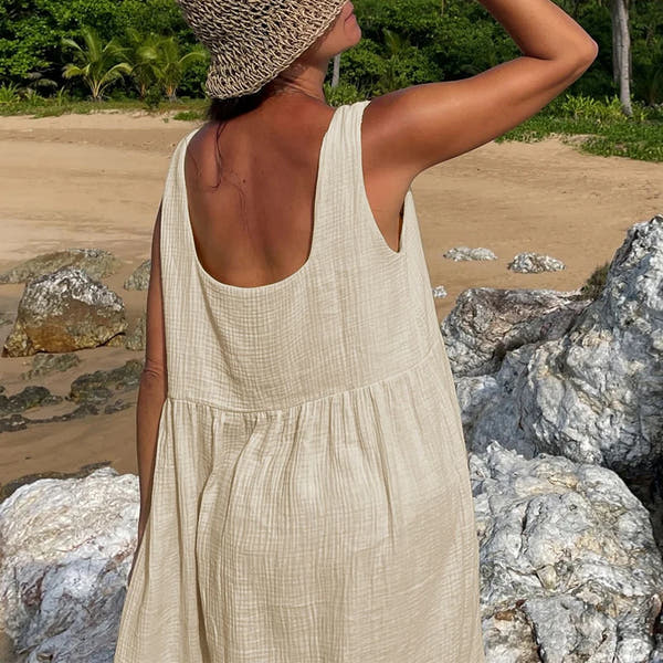 Isla Cotton Slit Midi Dress,