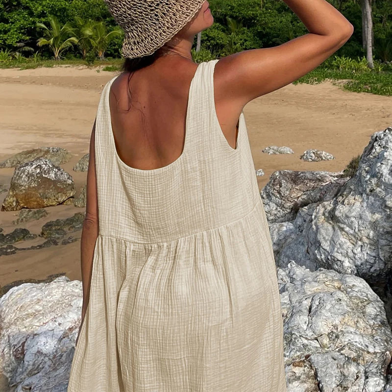 Isla Cotton Slit Midi Dress,