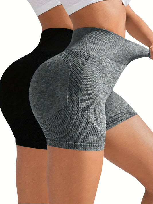 2-Pack High Waisted Seamless Sports Shorts